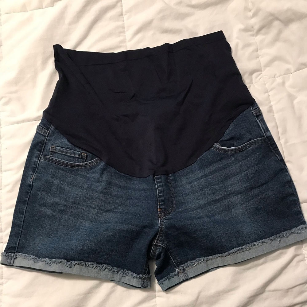 Maternity over the belly jean shorts